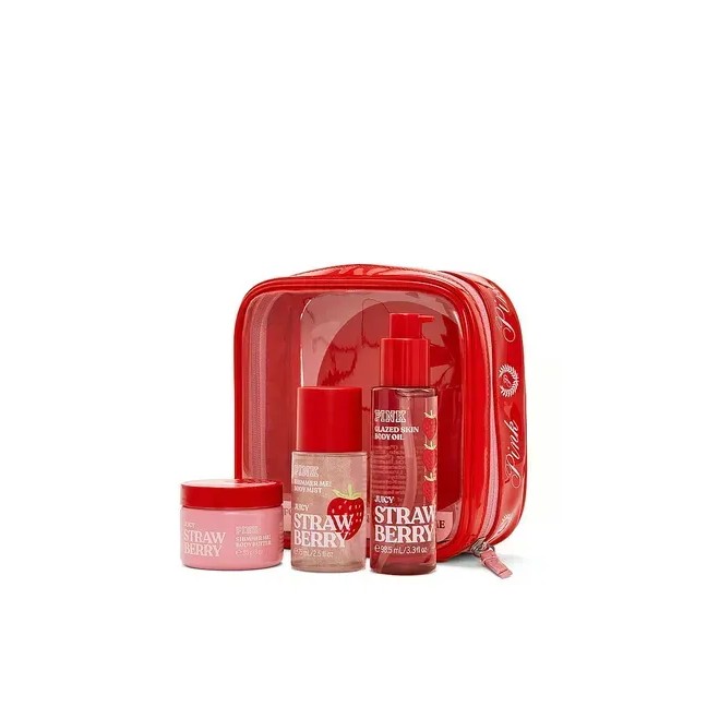 Подарунковий набір Victoria's Secret PINK Juicy Strawberry Let's Glow Away Shimmer Travel Set
